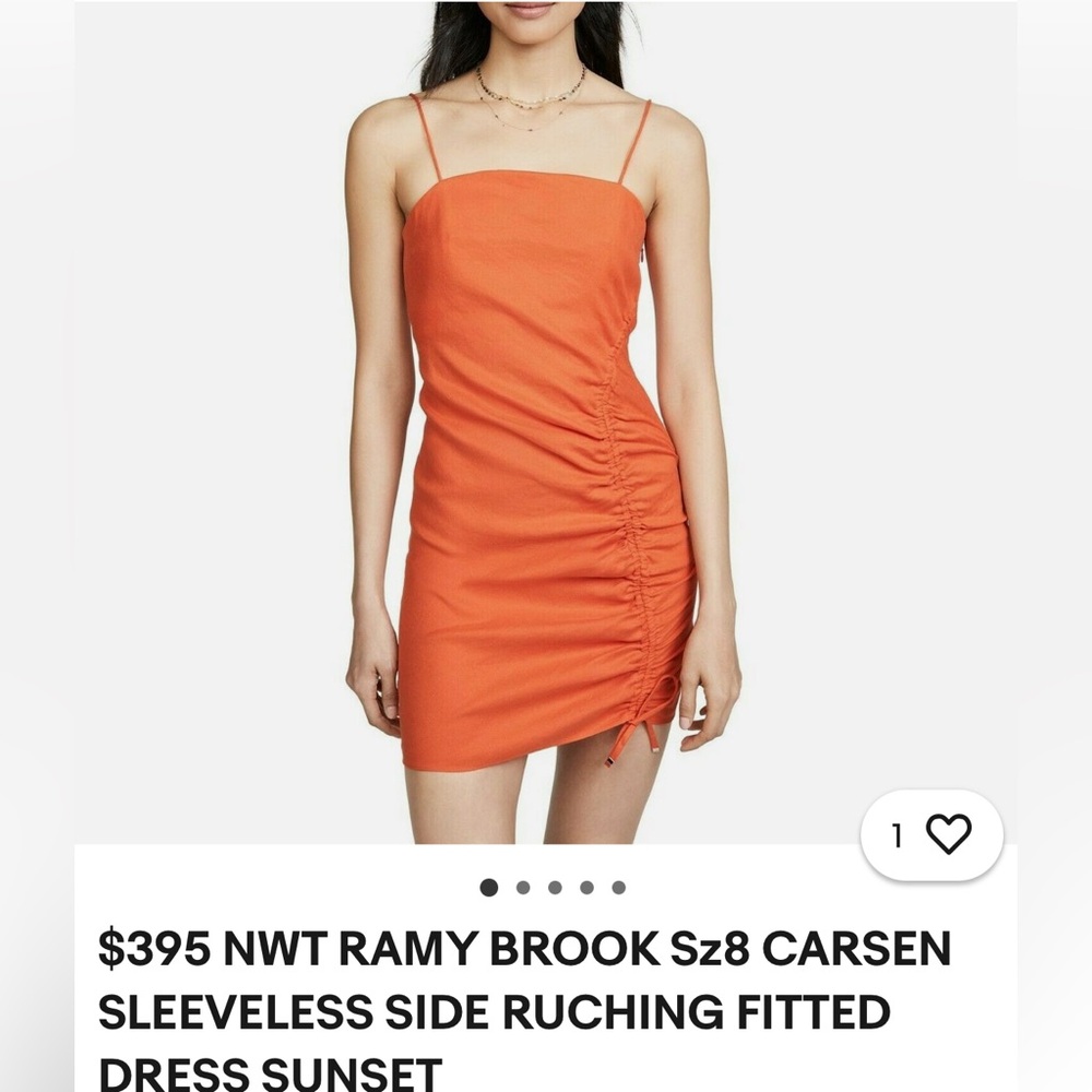 Ramy Brook Orange Sleeveless Fitted Dress